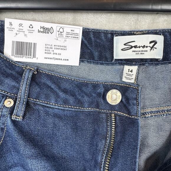 Seven7 NEW Loose Straight Leg Jean Womens 14 Blue Denim High Rise Stretch Zipper - Picture 5 of 15